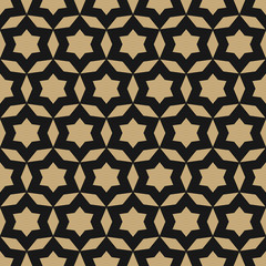 Black and gold stars pattern. Vector seamless ornamental background texture