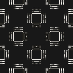 Digital seamless pattern. Vector repeat background with schematic computer chip