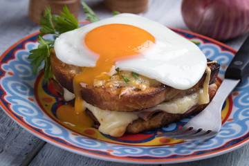 French croque madame sandwich