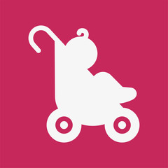 Baby Pram Carriage Minimalistic Flat Line Solid Icon Pictogram Symbol