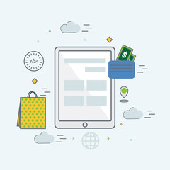 E commerce icons composition, I pad concept, 