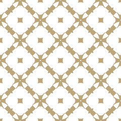 Golden geometric vector seamless pattern with floral shapes, repeat tiles