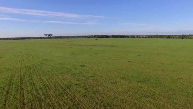 AN-2 aircraft is taking off