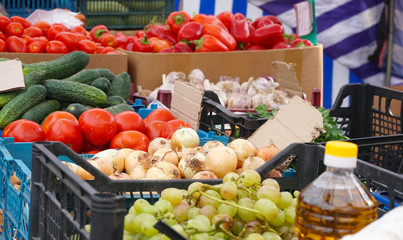 Vegetables and fruits on the market