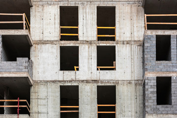 Wall of an unfinished modern building