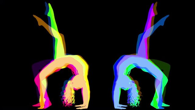 amazing female yoga instructor made into a colourful abstract pattern