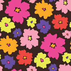 Colourful graphic large scale floral vector seamless pattern bac