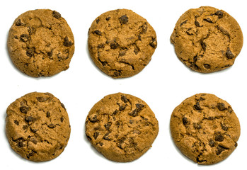 Chocolate cookies isolated on a white background