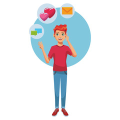 Man using smartphone for social media