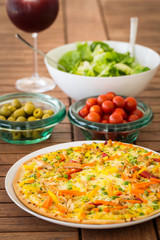 Thai pizza with vegetables