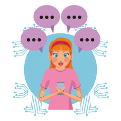 Woman texting with smartphone