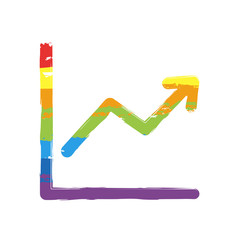 Finance grapgic, grow. Drawing sign with LGBT style, seven colors of rainbow (red, orange, yellow, green, blue, indigo, violet
