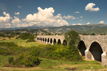 Emperor's Bridge (Carev Most) leading to the Niksic town, Montenegro