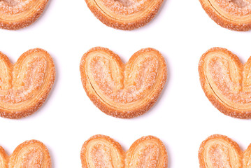 Sweet heart cookies isolated on white background, close-up