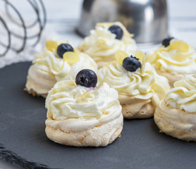 round cake meringue with whipped cream