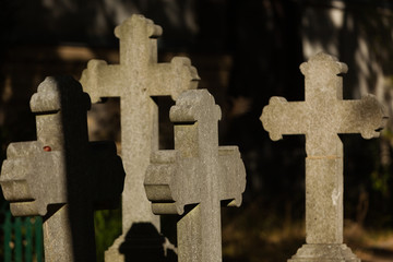 Tombstone Crosses  on a Cemetery in Berlin, Germany