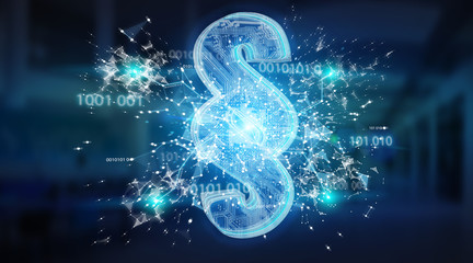 Digital paragraph law symbol background 3D rendering