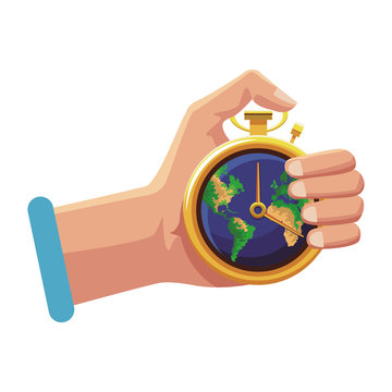Hand holding vintage world clock
