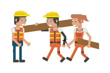 Constuction workers geometric cartoons