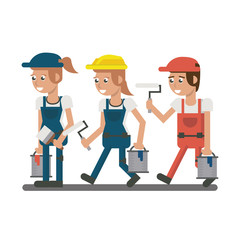 Constuction workers geometric cartoons