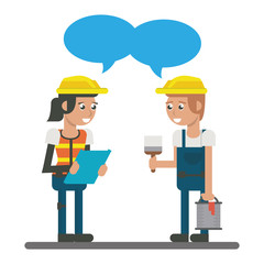 Constuction workers geometric cartoons