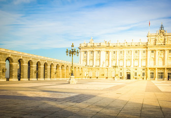 Obraz premium yard of royal palace, Madrid, Spain, toned
