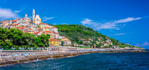 View of Cervo in the province of Imperia, Liguria, Italy - obrazy, fototapety, plakaty
