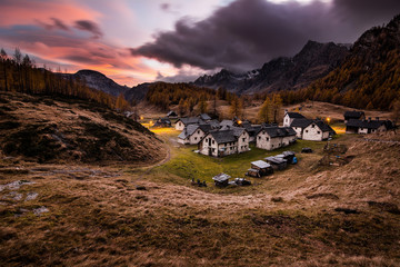 During autumn time the cute village of Crampiolo in the italian alps shows its best with amazing...