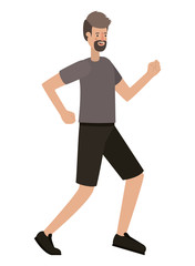 young man with beard running avatar character
