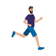 young man with beard running avatar character