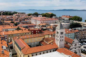 Fototapeta na wymiar Zadar, the oldest continuously inhabited Croatian city, the second largest city of the region of Dalmatia and a UNESCO's World Heritage Site.