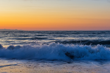 Early morning , dramatic sunrise over sea. Photographed in Asprovalta, Greece.