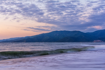 Fototapeta premium Early morning , dramatic sunrise over sea. Photographed in Asprovalta, Greece.