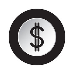 Obraz premium round black, white icon - dollar currency symbol