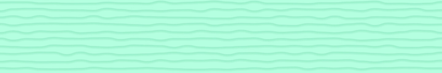 Abstract horizontal banner of wavy lines with shadows in turquoise colors