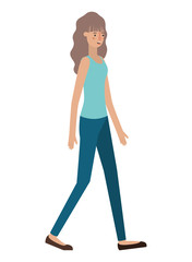 beautiful and young woman walking character