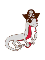 pirat seeräuber kapitän matrose seebär schiff boot meer verein yacht eidechse echse gecko schlange reptil blindschleiche dino waran comic cartoon süß niedlich haustier klein clipart