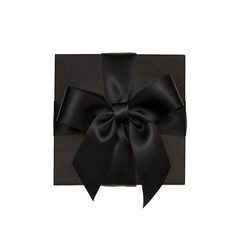 Black gift box isolated on white background