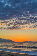 Fototapeta premium Early morning , dramatic sunrise over sea. Photographed in Asprovalta, Greece