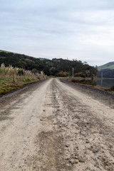 Metal road curving to the right