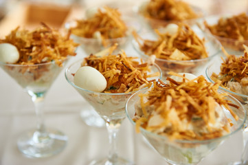 catering services with snacks table in the restaurant at the event party