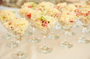 catering services with snacks table in the restaurant at the event party