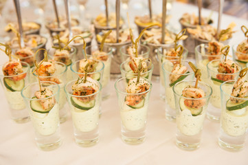 catering services with snacks table in the restaurant at the event party
