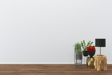 wall 3d render interior vintage living room template background copy space
