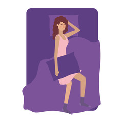 young woman in bed avatar character