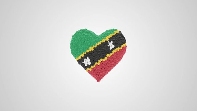 Saint Kitts and Nevis National Day. September 19. Independence Day. Heart animation with alpha.