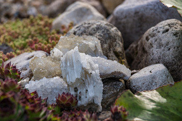 Pure Quartz Crystal cluster on black background