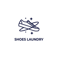 Galaxy shoe laundry clean and care logo icon symbol monoline line illustration style