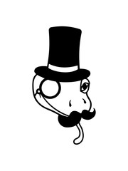 gesicht kopf herr sir gentlemen zylinder reich monokel brille schlange gesicht kopf gecko eidechse echse reptil blindschleiche dino waran comic cartoon süß niedlich haustier klein clipart
