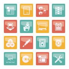Server Side Computer icons over colored background - Vector Icon Set